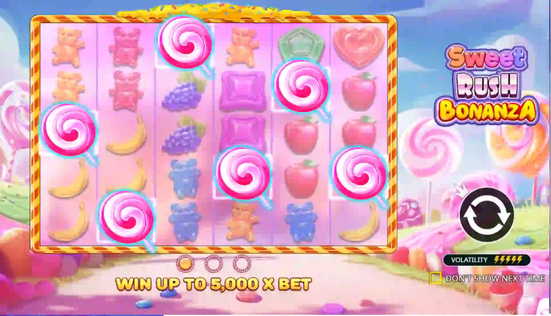 sweet rush bonanza main screen
